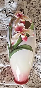 Franz porcelain lady slipper orchid porcelain vase