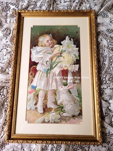 My Easter Hat girl bunny rabbit eggs vintage print