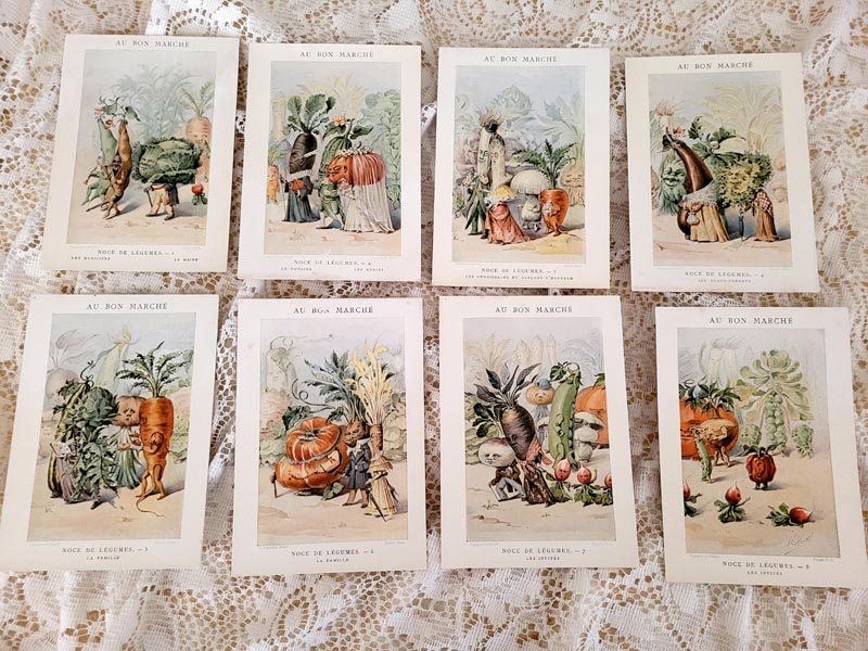 Paris Exposition Bon Marche 8 Vegetable Wedding Trade Cards