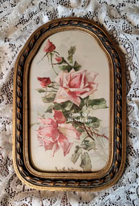 C Klein vintage pink roses print fancy frame
