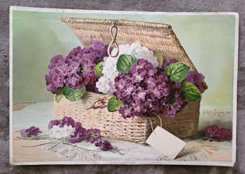 Paul de Longpre violets antique print