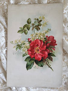 Paul de Longpre Mon Cheri Antique Roses Chromolithograph Autographed