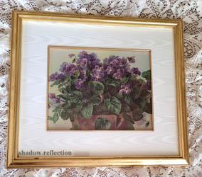 Paul de Longpre vintage violets print moire mat