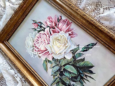 Paul de Longpre pink white roses vintage print #1