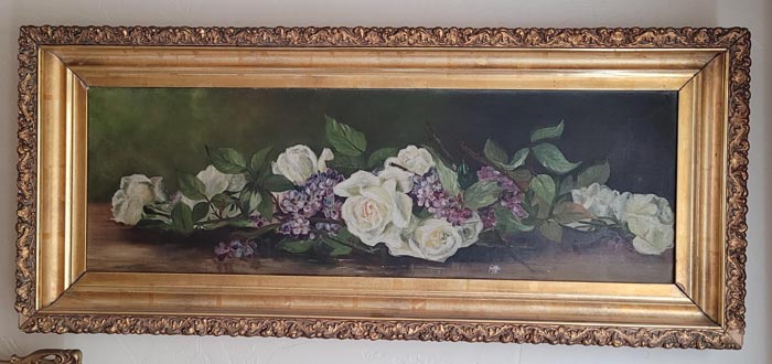 Paul de Longpre antique roses and violets yardlong painting