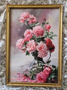 Pink roses print giclee canvas