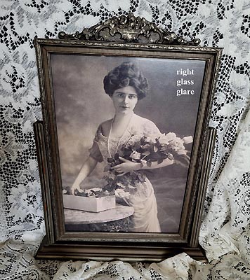 Victorian swing frame with lady and roses large fancy frame
