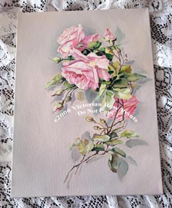 C Klein pink roses oil on canvas vintage painting